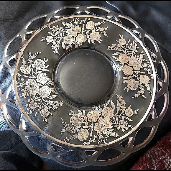 Vintage Sterling Silver Overlay Serving Platter - Picture 2 of 3